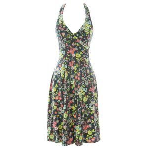 Boden St. Lucia Halter Jersey Gray Poppy Field  Floral Printed Dress Size 8